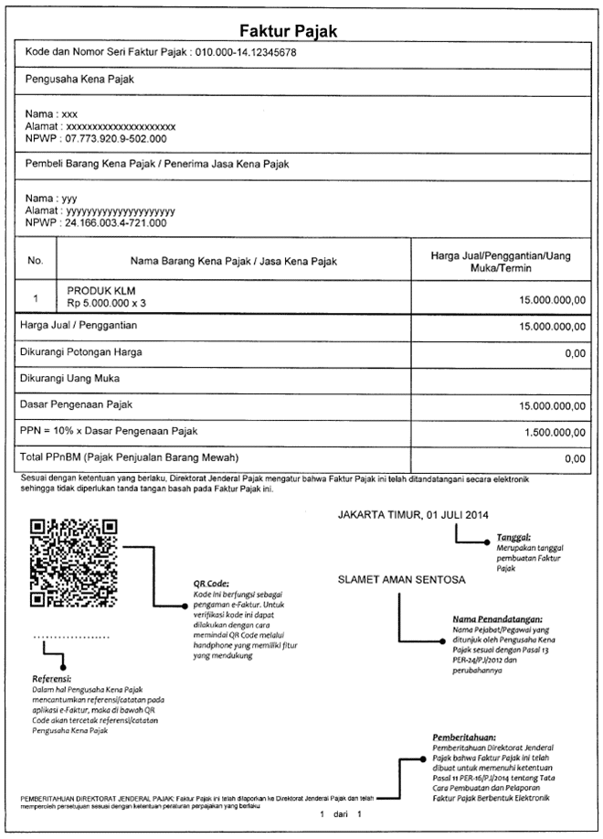 contoh e-faktur pajak